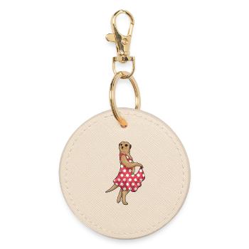Erdmännchen Polka Dots Kleid - Runder Schlüsselanhänger - Auster - Vorne