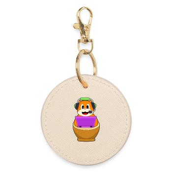Secrétaire de hamster, bureau d’ordinateur portable - Porte-clés rond - huître - Devant