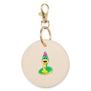 Snake Birthday Candle Cake - Round Keyring - oyster - Front