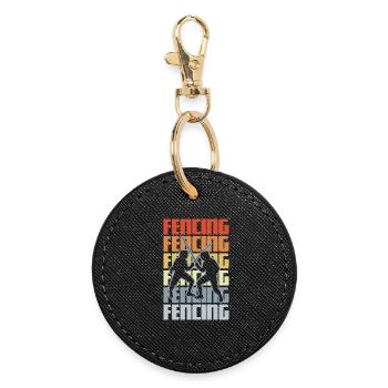 Retro Fencing - Round Keyring - black - Front