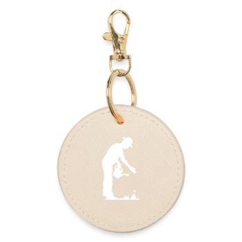 Gardener Flowers Watering Can Icon Symbol Garden Meadow - Round Keyring - oyster - Front