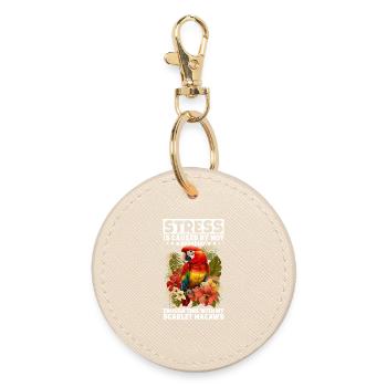 Stress is caused by not spending Scarlet Macaws - Round Keyring - oyster - Front