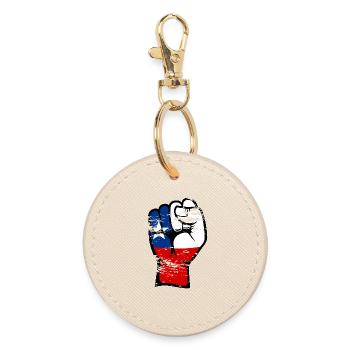 Chile Flagge Faust Hand Symbol used - Runder Schlüsselanhänger - Auster - Vorne
