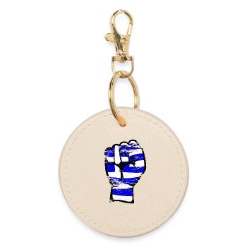 Grèce Drapeau Poing Main Utilisé Symbole - Porte-clés rond - huître - Devant