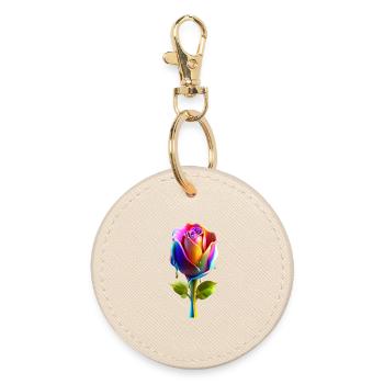 Eine Rose mit kräftig verlaufenden Farben 3D - Runder Schlüsselanhänger - Auster - Vorne