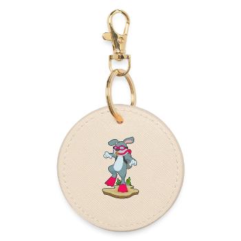 Rabbit Diver Swimming Goggles Diving - Round Keyring - oyster - Front
