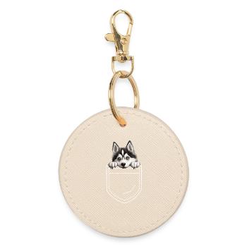 Chien Husky - Porte-clés rond - huître - Devant