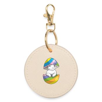 Bunny Easter Easter Egg - Round Keyring - oyster - Front