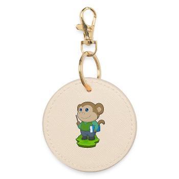 Monkey Teacher Book School - Round Keyring - oyster - Front