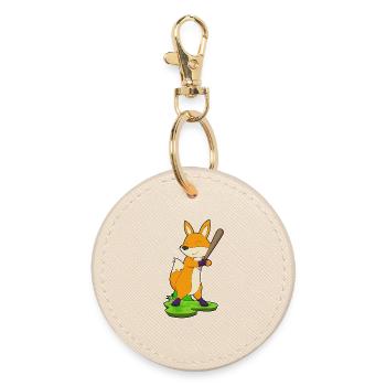 Fuchs Baseball Baseballschläger - Runder Schlüsselanhänger - Auster - Vorne