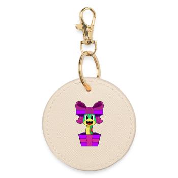 Snake Christmas Package - Round Keyring - oyster - Front