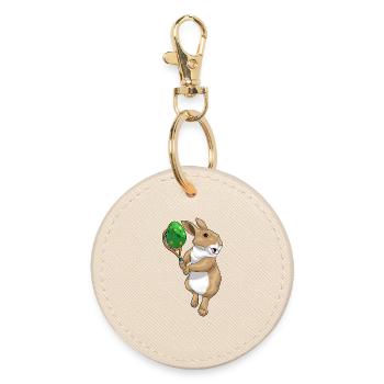 Easter Bunny Easter Tennis - Round Keyring - oyster - Front