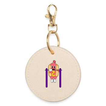 Hotdog Bodybuilders Pull-ups Bodybuilding - Round Keyring - oyster - Front