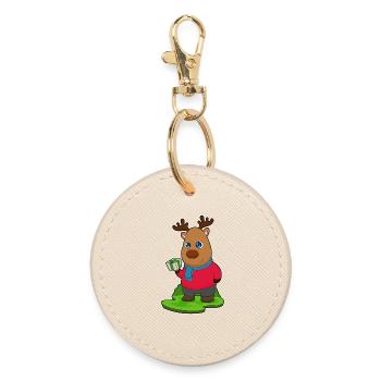 Reindeer Christmas Package - Round Keyring - oyster - Front