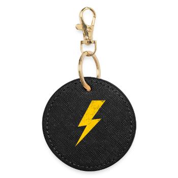 éclair jaune - Porte-clés rond - noir - Devant