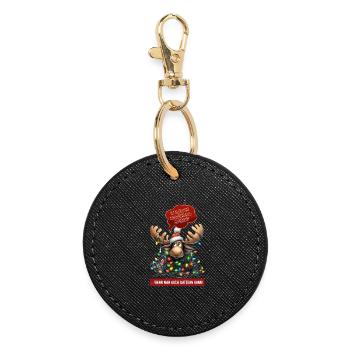 FUNNY MOOSE | Christmas Sweater | ugly sweater - Round Keyring - black - Front