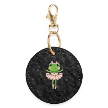 Ballet Frog in Pink Tutu - Round Keyring - black - Front
