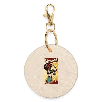 force forte femme noire rockabilly cadeau - Porte-clés rond - huître - Devant