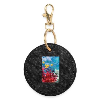 Vibrant Coral Reef Underwater World - Round Keyring - black - Front