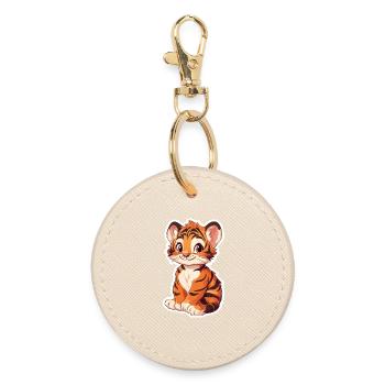 Süsser Tiger – Lustige Geschenkidee für Kinder - Runder Schlüsselanhänger - Auster - Vorne