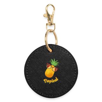 Tropische Ananas mit Sonnenbrille - Runder Schlüsselanhänger - Schwarz - Vorne
