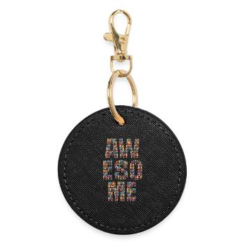 Awesome Crowd of Diverse Characters Typography - Round Keyring - black - Front