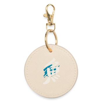 Fisch (Sakka) Japanisch Kanji / TUSCHE - Runder Schlüsselanhänger - Auster - Vorne