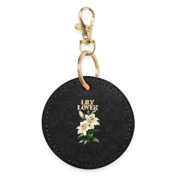 Lily Lover Floral Design - Round Keyring - black - Front