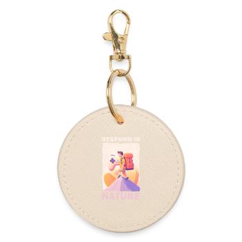 Adventurer in pixel look - Round Keyring - oyster - Front