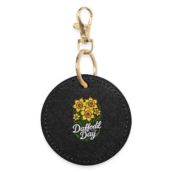 Daffodil Day - Cancer Awareness Tag - Round Keyring - black - Front