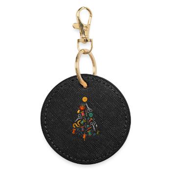 Näh Weihnachtsbaum Design - Runder Schlüsselanhänger - Schwarz - Vorne