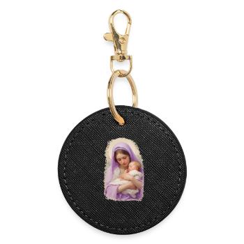 Madonna - La Vierge Marie avec l’Enfant Jésus - Porte-clés rond - noir - Devant