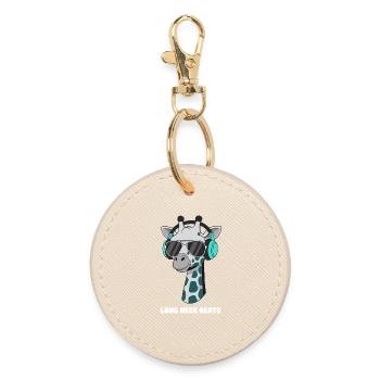 DJ girafe avec casque - Porte-clés rond - huître - Devant
