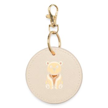 Cute Cartoon Polar Bear Winter Motif - Round Keyring - oyster - Front