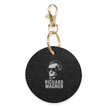 Richard Wagner: Komponistenporträt mit Kopfhörern - Runder Schlüsselanhänger - Schwarz - Vorne