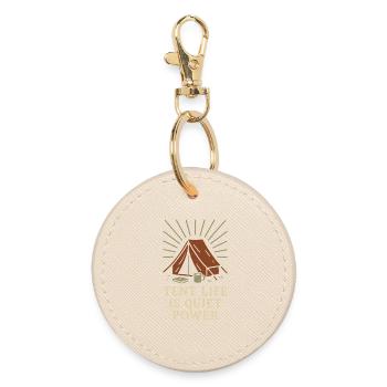 Solo Camping Introverted Camper Quiet - Round Keyring - oyster - Front