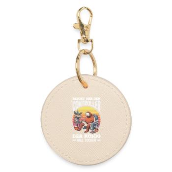 Hands me the controller – King wants to play - Round Keyring - oyster - Front