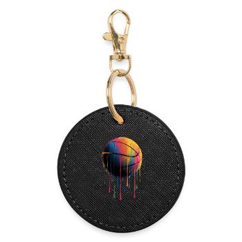 Basketball Colorful Dripping - Round Keyring - black - Front