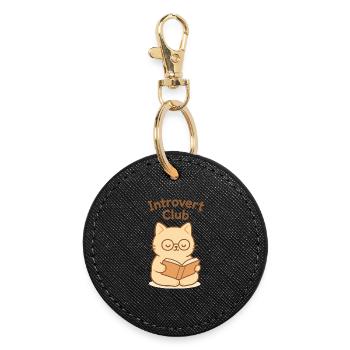 Introverti Club Chat Lecture - Porte-clés rond - noir - Devant