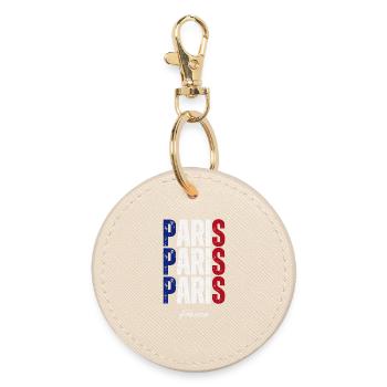 Paris France, memory of Paris - Round Keyring - oyster - Front