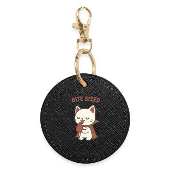 Bite Sized Kitty Popsicle - Round Keyring - black - Front