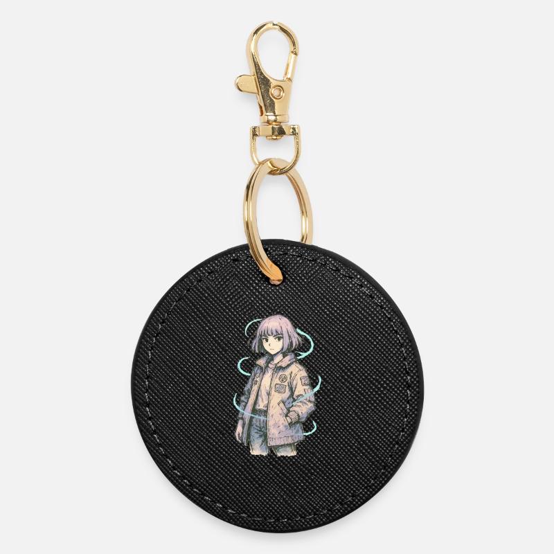 Neon Patch Bomber Girl - Porte-clés rond - noir