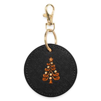 Festive Golf Club Christmas Tree Design - Round Keyring - black - Front