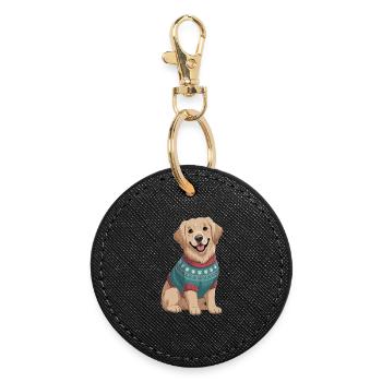 Chien nordique en pull - Porte-clés rond - noir - Devant