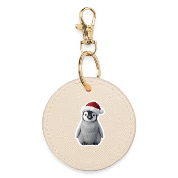 Little penguin in winter magic - Round Keyring - oyster - Front