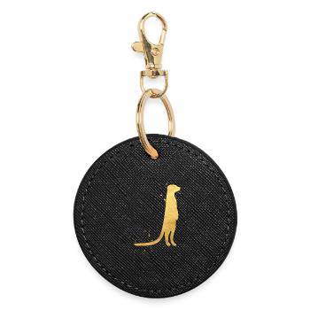 Goldene Erdmännchen Silhouette - Runder Schlüsselanhänger - Schwarz - Vorne