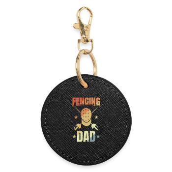 Funny fencing father - Round Keyring - black - Front