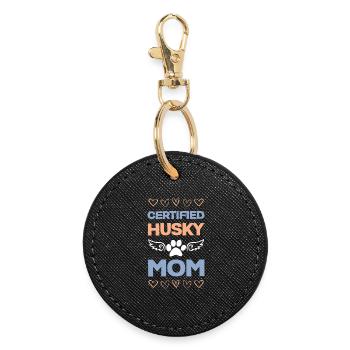 Maman Husky certifiée - Porte-clés rond - noir - Devant