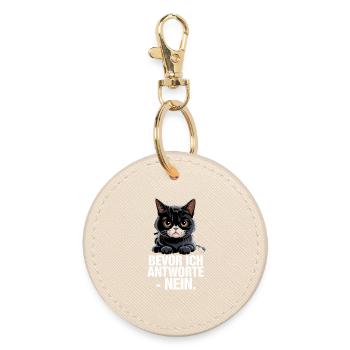  Bevor Ich Antworte Nein Lustige Grumpy Katze - Round Keyring - oyster - Front