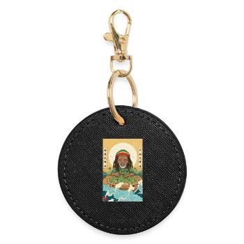 Kawaii Weed Smoker - Round Keyring - black - Front